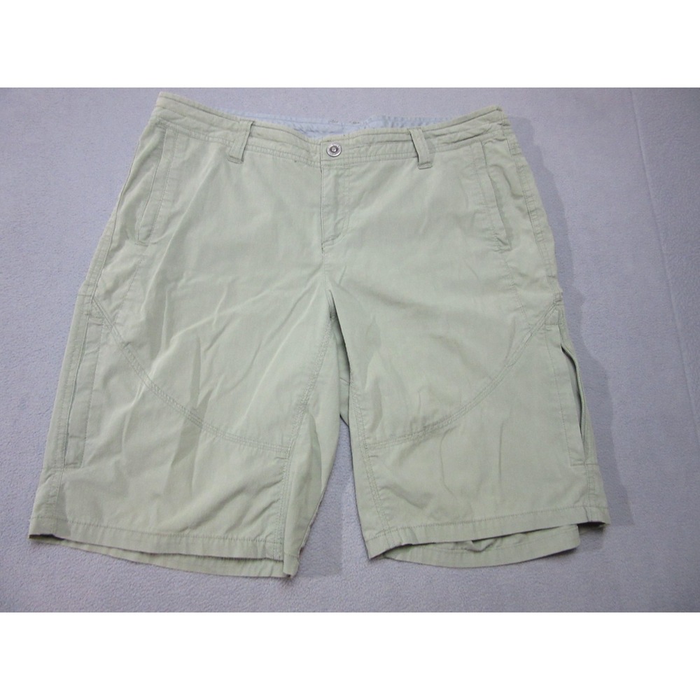 Kuhl Shorts Womens 14 Green Cargo Zip Pockets Drawstring Logo Outdoor Hiking